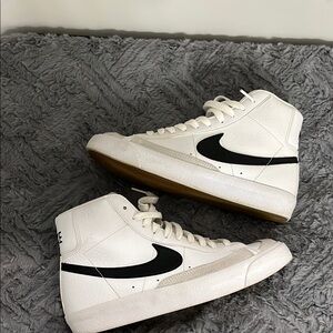 Nike White and Black High-Top Sneakers